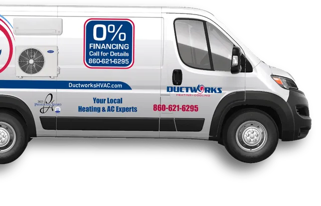 Service vehicle for Ductworks HVAC Services company in Southington, CT.