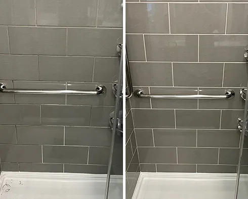 Shower Before and After Our Brighton Grout Cleaning Services