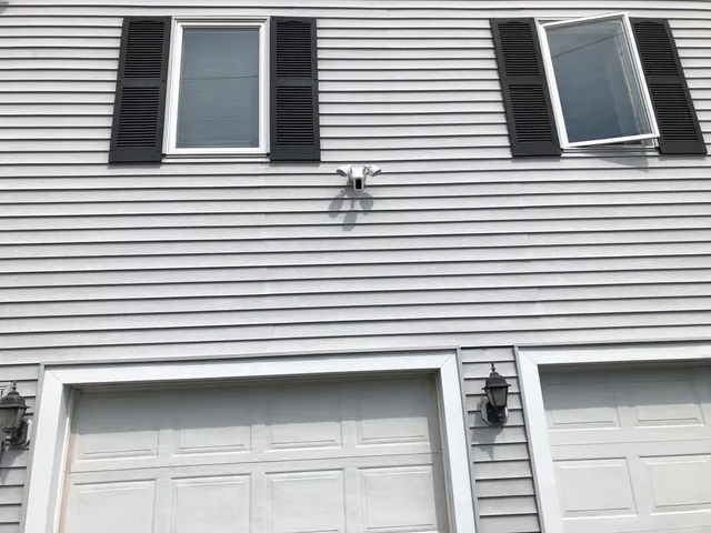 Security floodlight above a garage