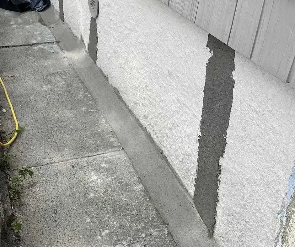 Close-up of exterior foundation wall Basement Crack Repair Hartford, CT