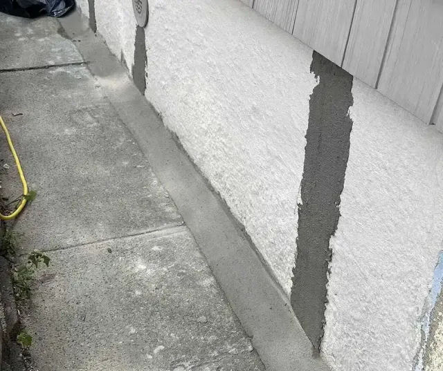 Close-up of exterior foundation wall Basement Crack Repair Hartford, CT