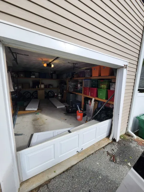 Garage door opening before new door installation in Warwick, RI
