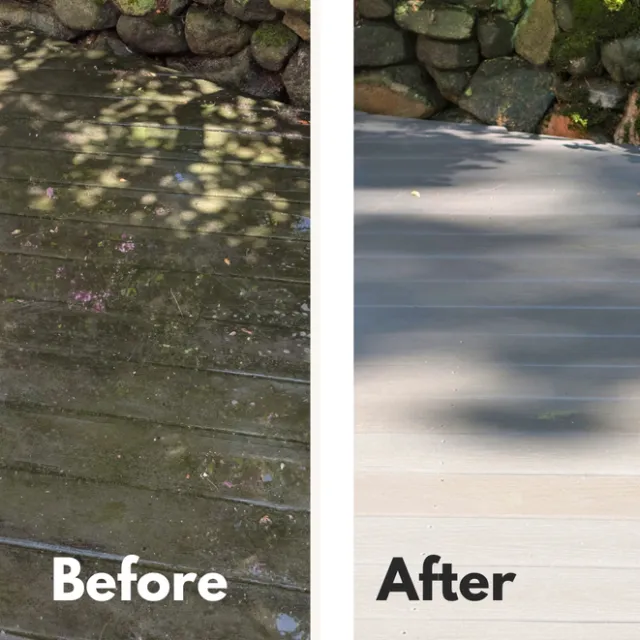 before and after removal of significant moss from driveway in north reading ma