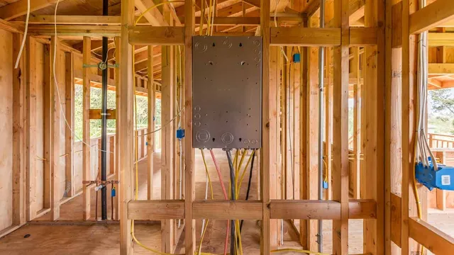 Electrical rough-in wiring and panel in a new home under construction