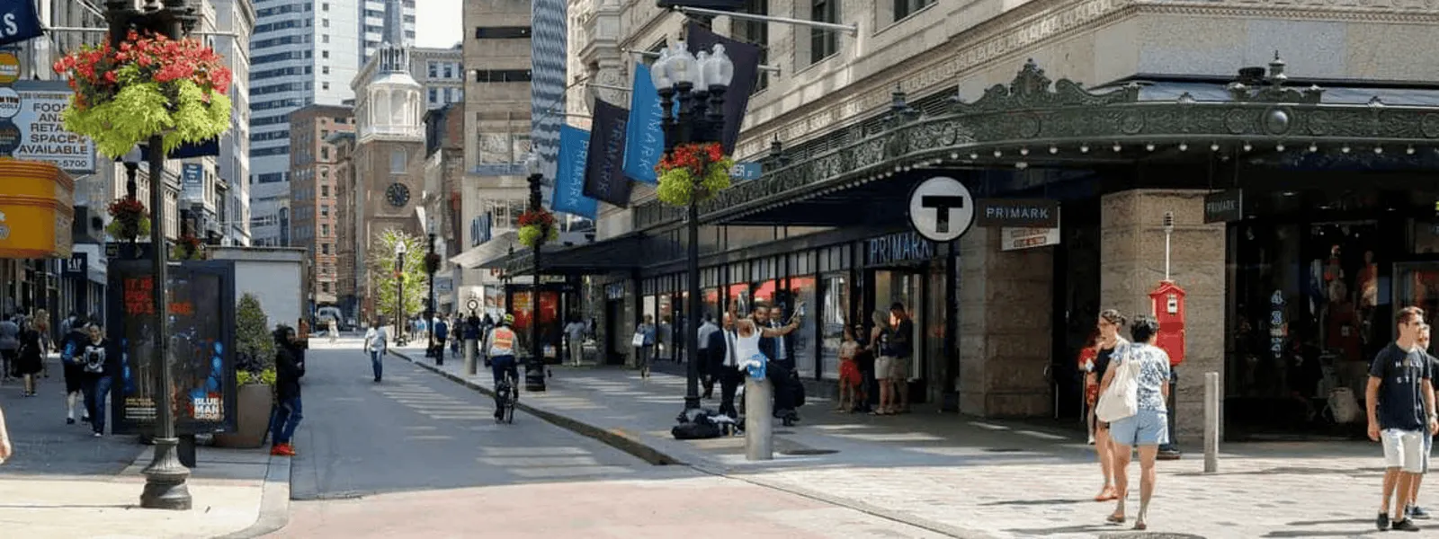 busy downtown Boston shopping district