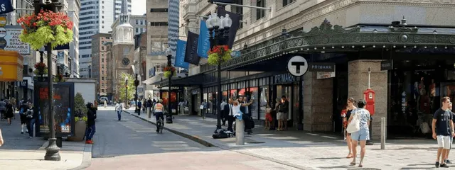 busy downtown Boston shopping district