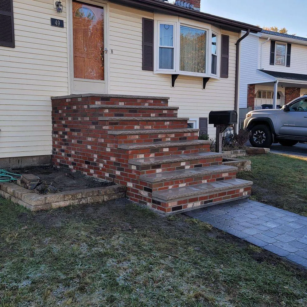 Rebuilt brick front steps