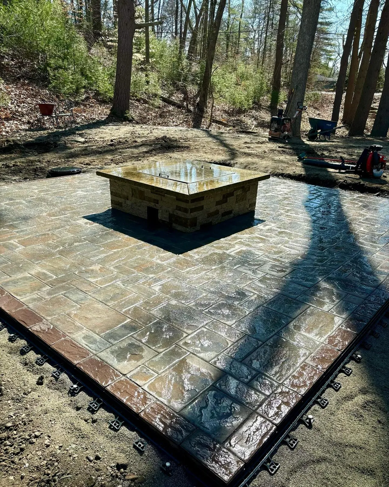 New patio and fire pit going down in Sherborn just in time for summer! We have been working with these clients slowly over the years to transform their outdoor living spaces, including new lawn, walkways, and now a patio 

#patio #firepit #outdoorliving #hardscape #summer
