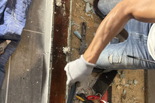Old pan removed to the subfloor — Newington, CT