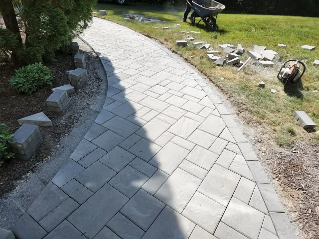 a brick walkway .