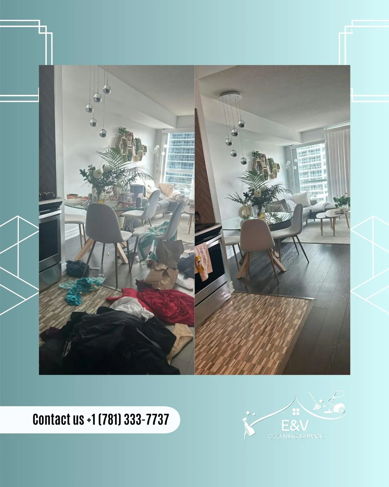 Before and after — living room