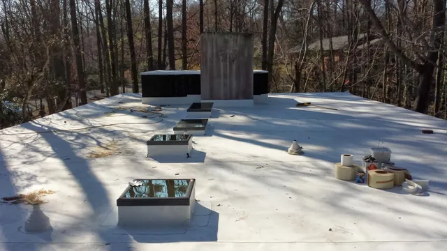 Completed flat roof with new skylights