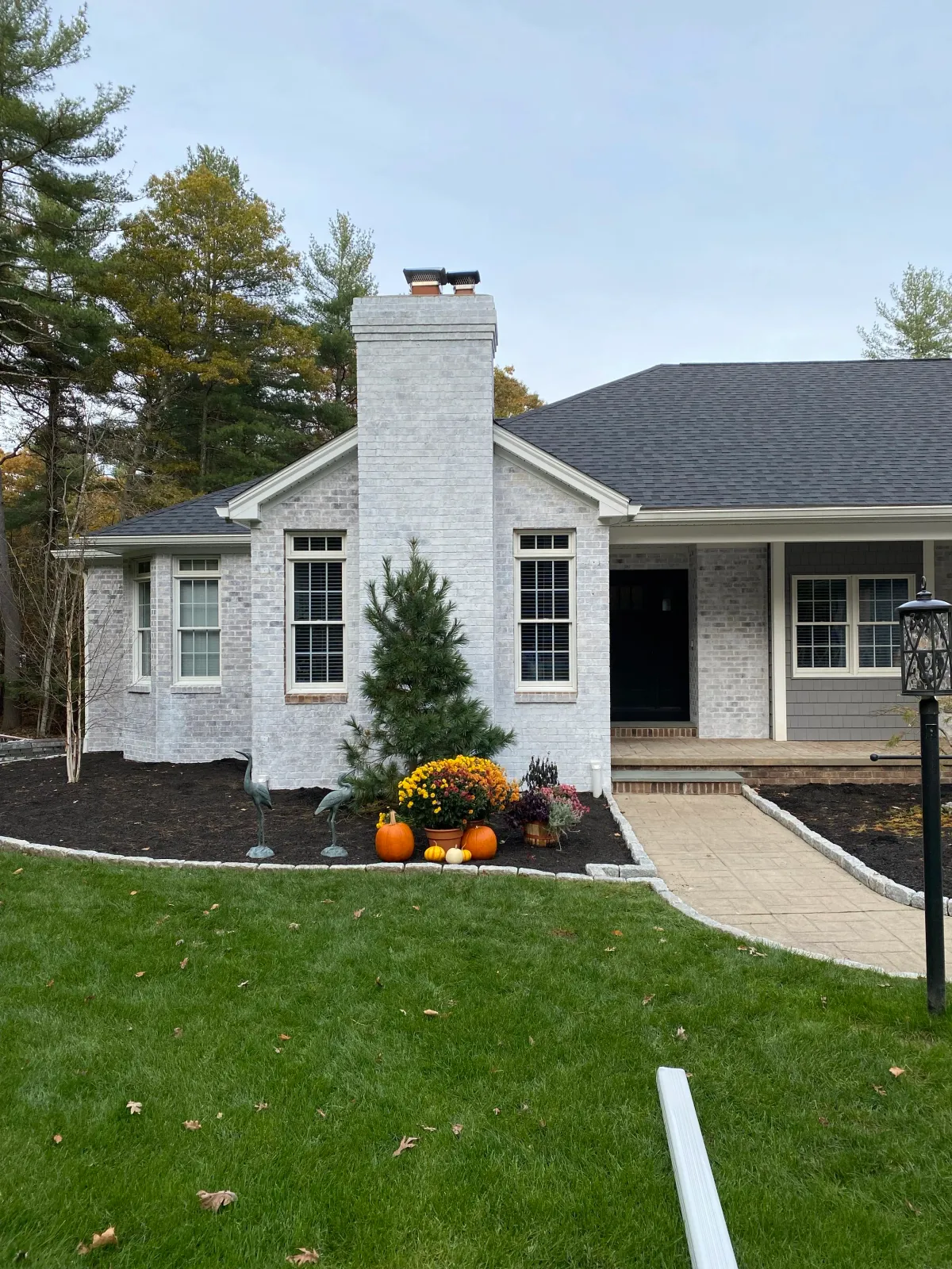 A whitewashed brick exteior with excellent color uniformity.