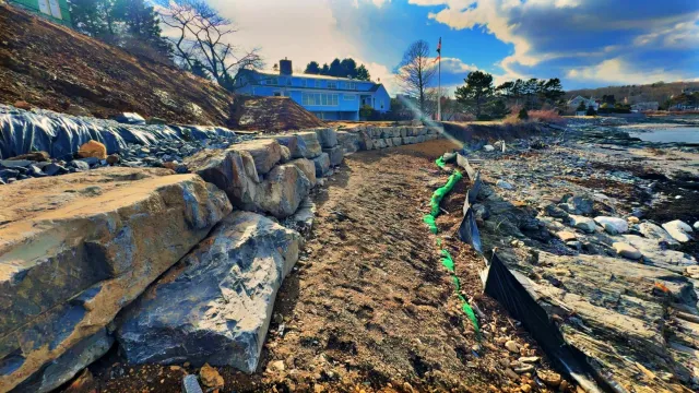 Stone wall construction in Southern Maine