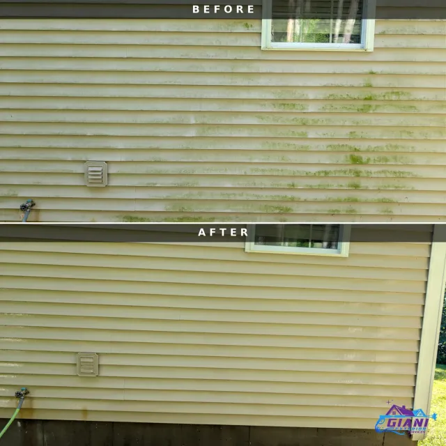 Before and after house washing in Nottingham, NH