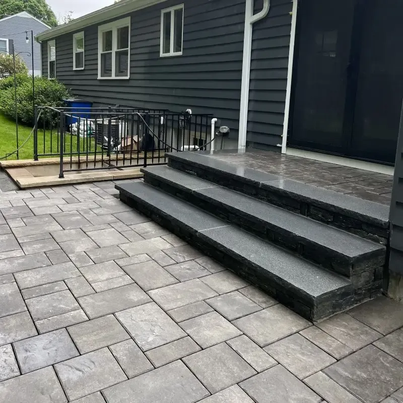 Outdoor steps and paver patio installation in Winchester MA by Goodwood General Construction