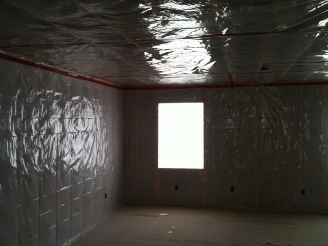 Completed insulation and vapor-barrier work on a Gauthier Insulation job