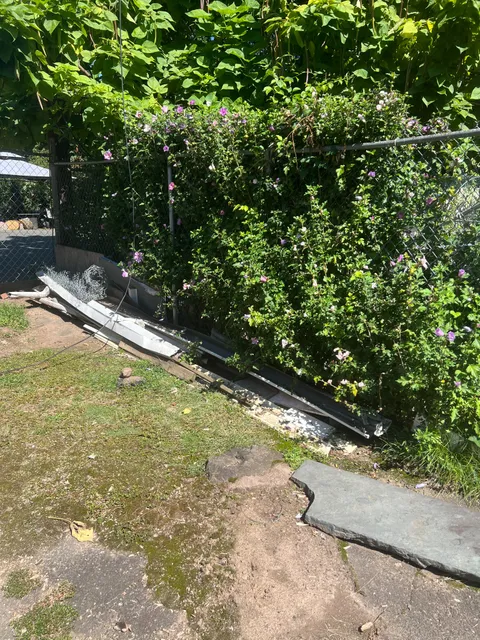 Fence-side debris removal: before
