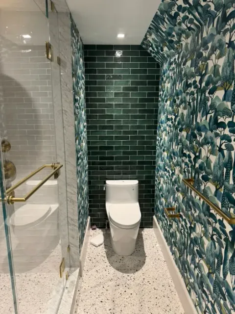 Bathroom vanity with marble
