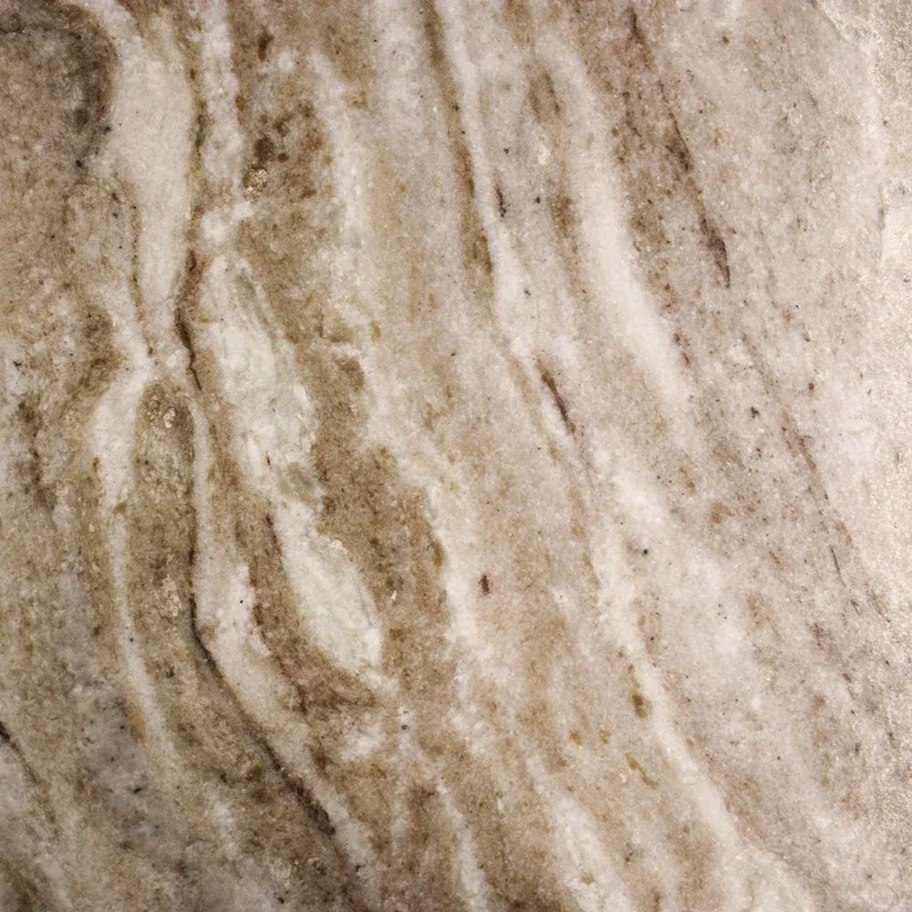 Quartz countertop with brown veining