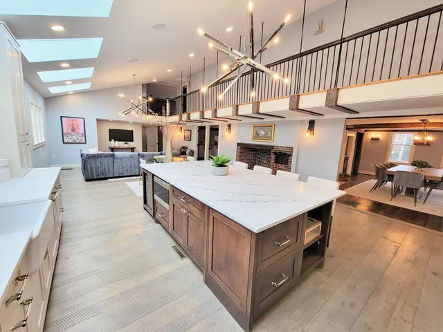 Kitchen / Family Room Addition with view of new catwalk