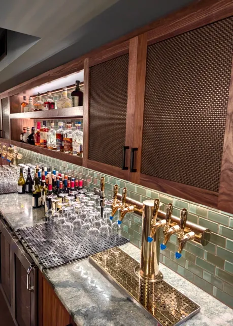 millwork remodel, bar remodel, walnut cabinets