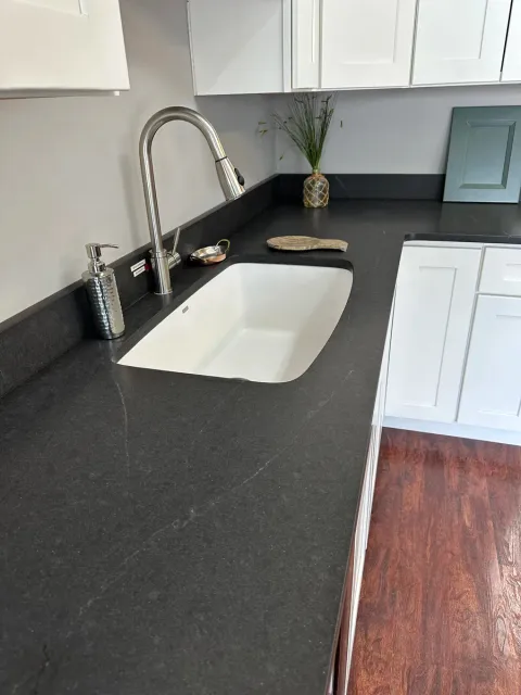 Soapstone countertop surface fabricated and installed by Precision Granite Works — New Hampshire