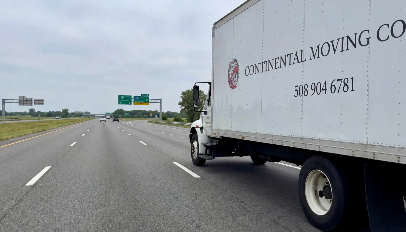 Continental Moving truck driving on highway for long distance move