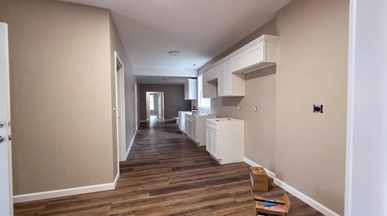New flooring and cabinetry, hallway