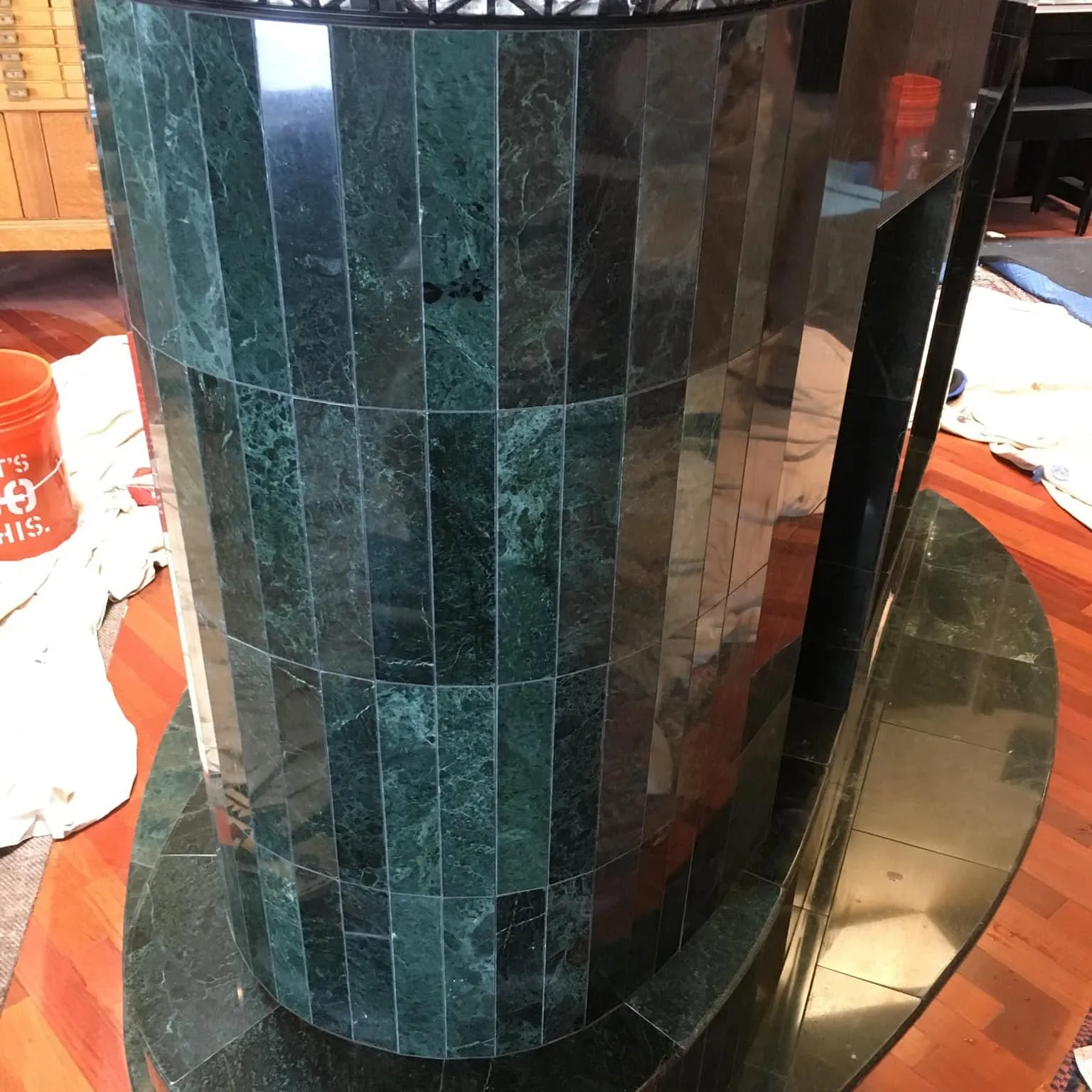 Detail of a custom curved tile column