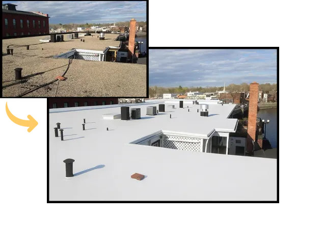 Roof restoration before and after