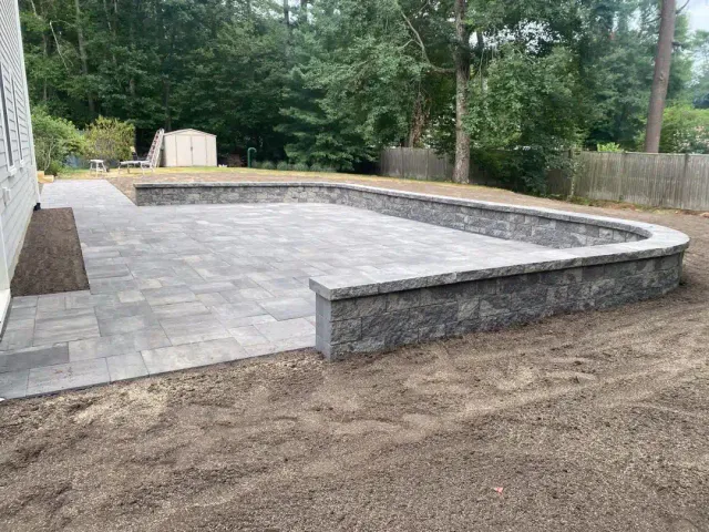 Walkway, Patio & Sitting Wall in Rochester, MA