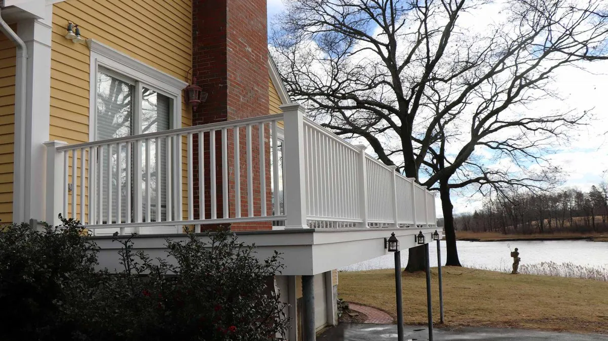 Here is a perspective view of the deck with lighting. The Ipswich River is in the background.