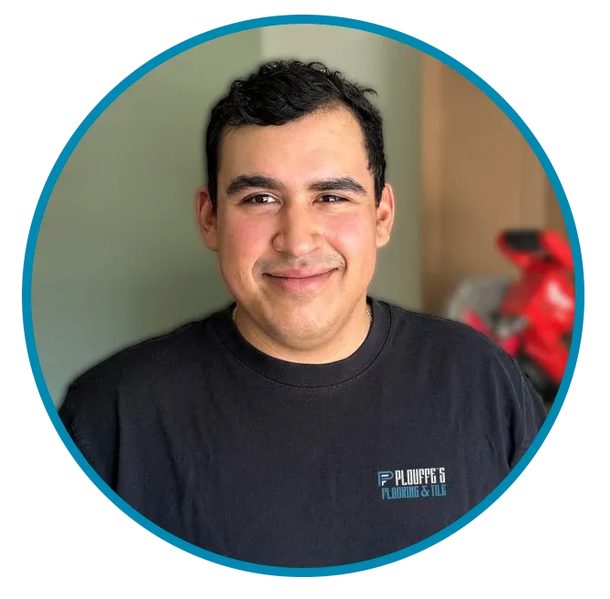 Circle image of Chris Plouffe, owner and installer at Plouffe's Flooring & Tiling
