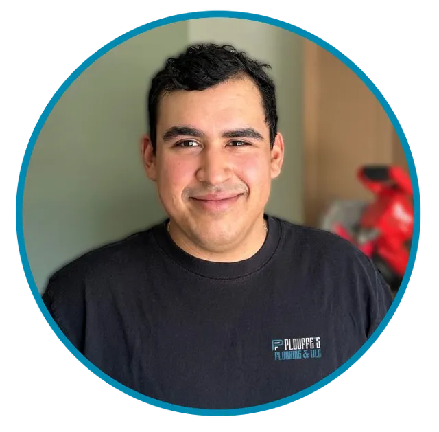 Circle image of Chris Plouffe, owner and installer at Plouffe's Flooring & Tiling