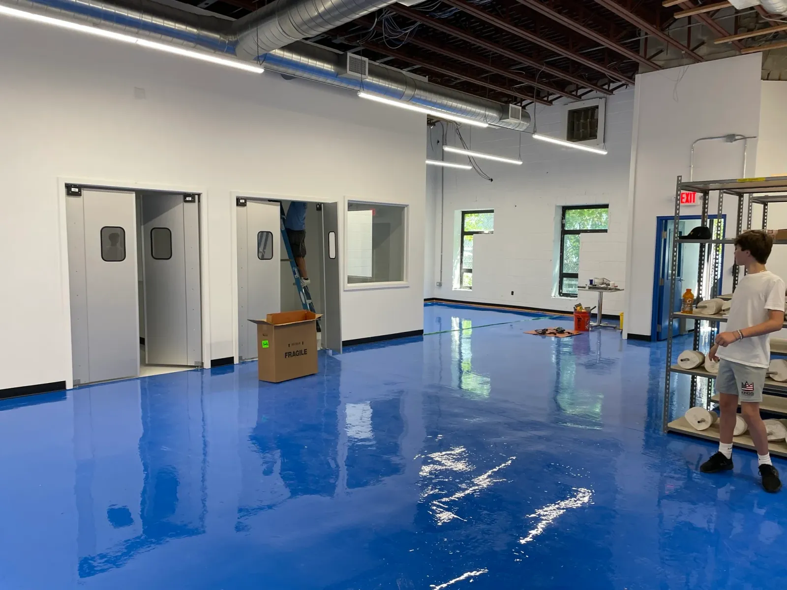 Epoxy floor coating applied in a commercial build-out