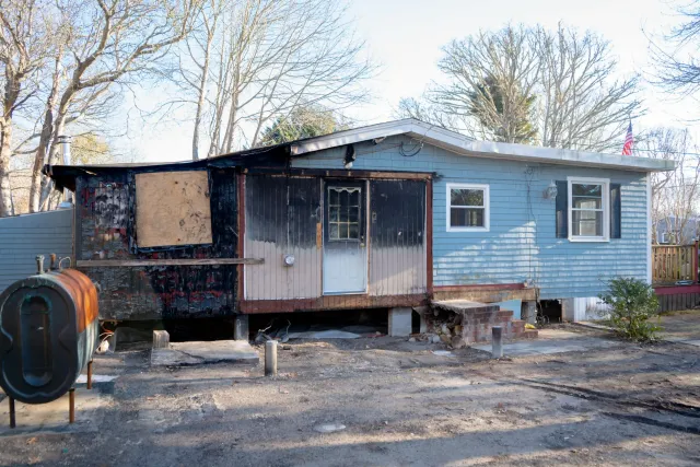 Fire damaged home before restoration - Southeastern Massachusetts