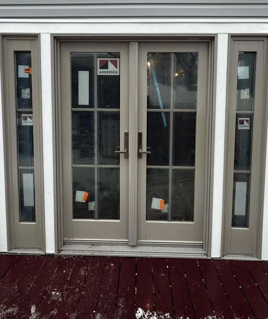 New exterior French door installation