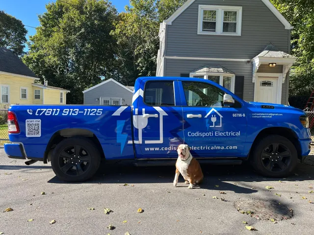 Codispoti Electrical branded service truck at a job site