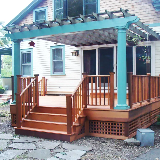 New Cedar Deck installation with Pergola by Hartman Construction Corp in Massachusetts