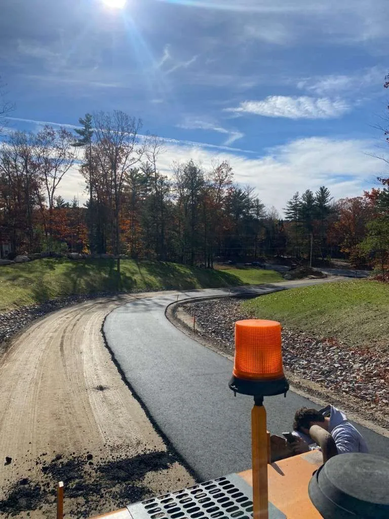 Road construction with orange traffic cone