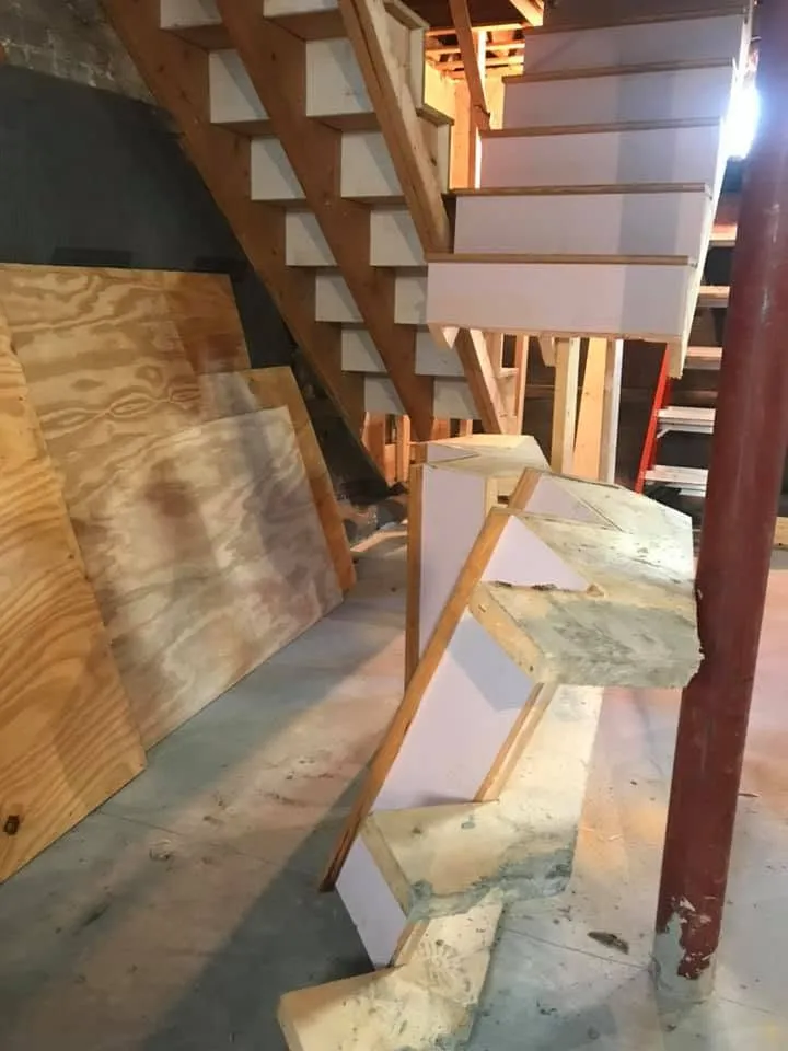 New stair construction, basement remodel