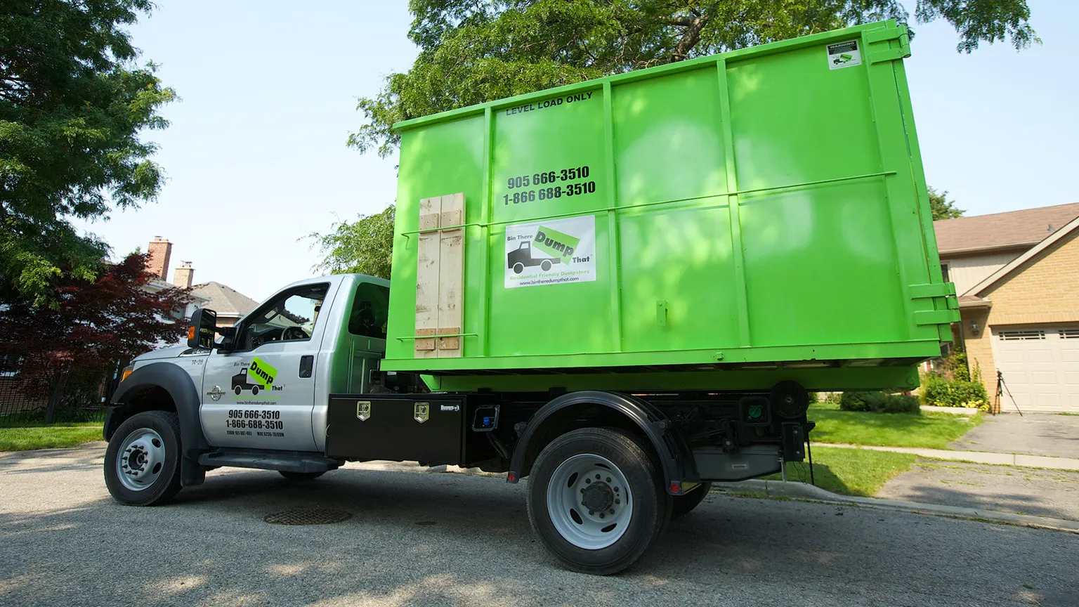 A Bin There Dump That bin is transported on a truck