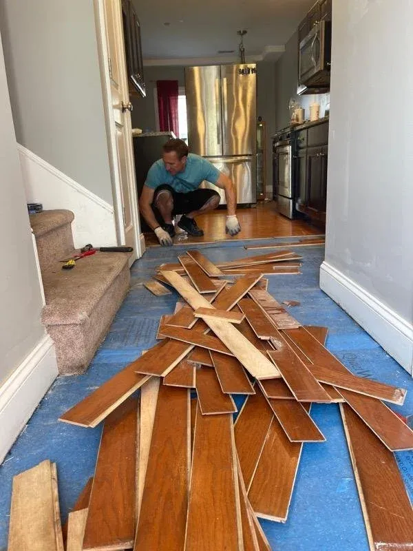 flooring demolition, engineered hardwood