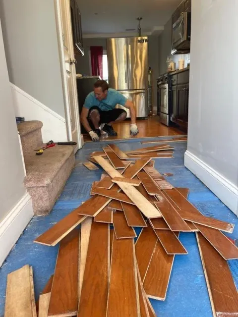flooring demolition, engineered hardwood