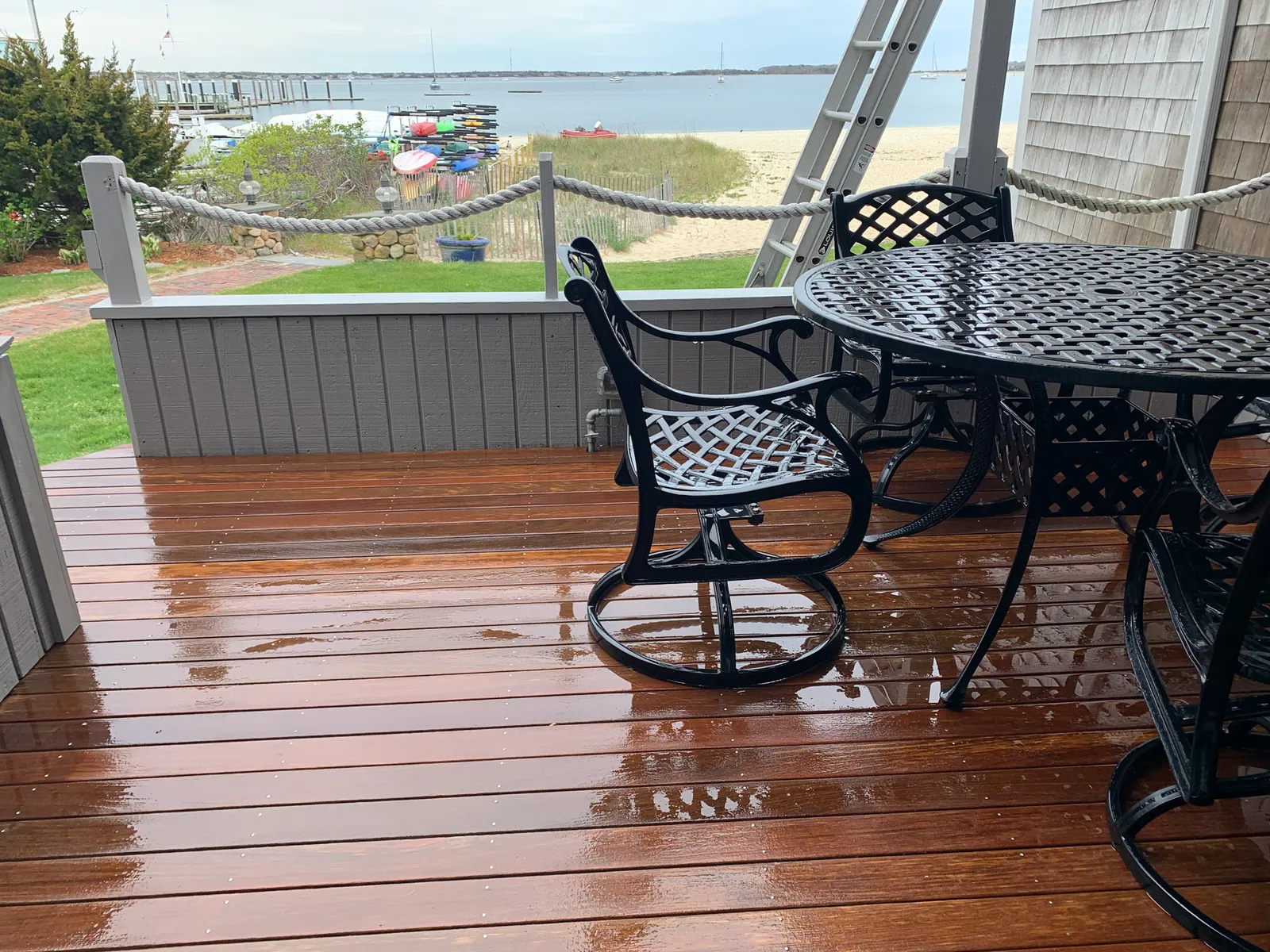 freshly washed deck