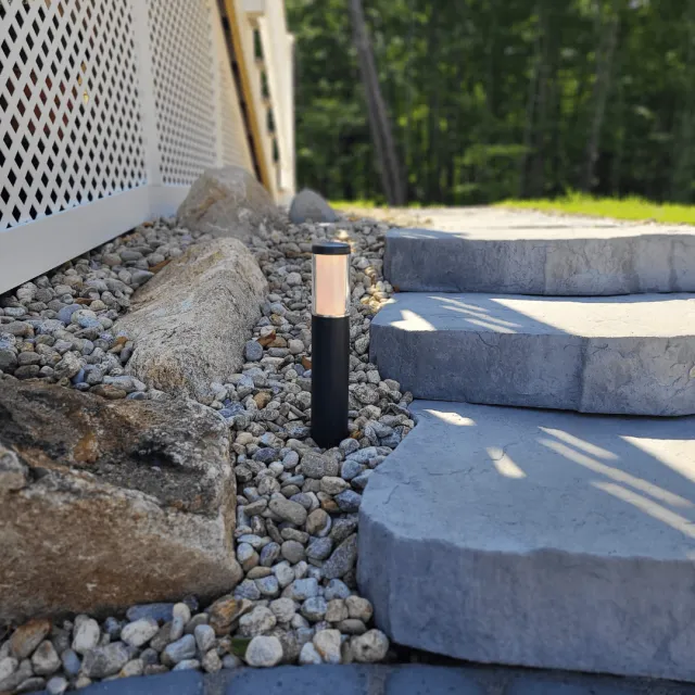Exterior lamp beside steps - fiberglass pools bedford nh