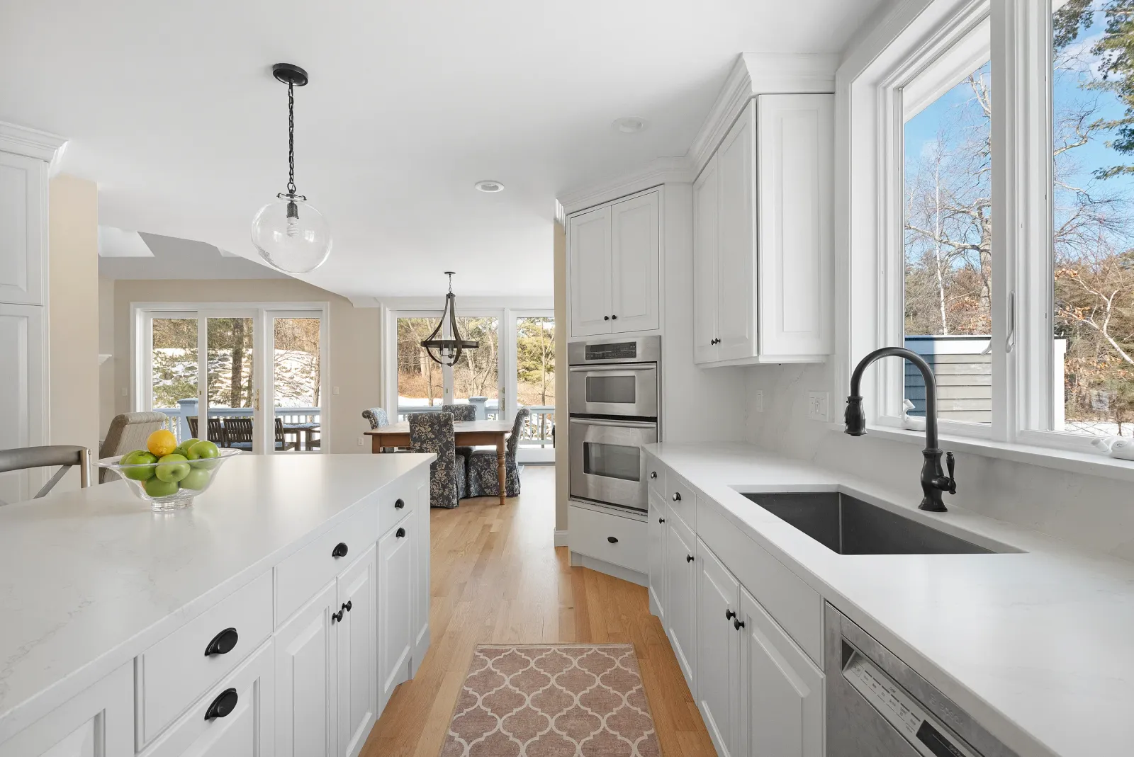 Cape Ann project: painted kitchen and open living space