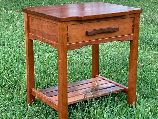 Cherry and walnut side table