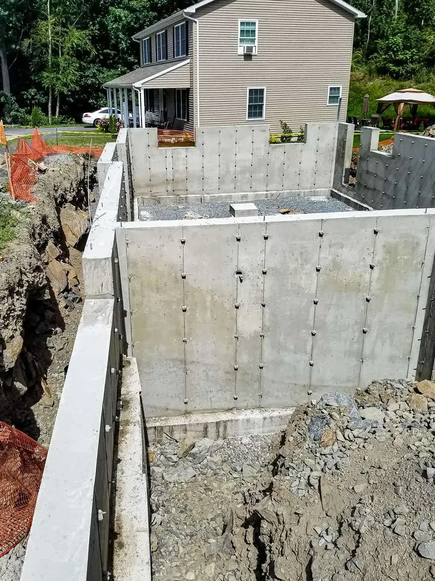 Poured foundation for new construction
